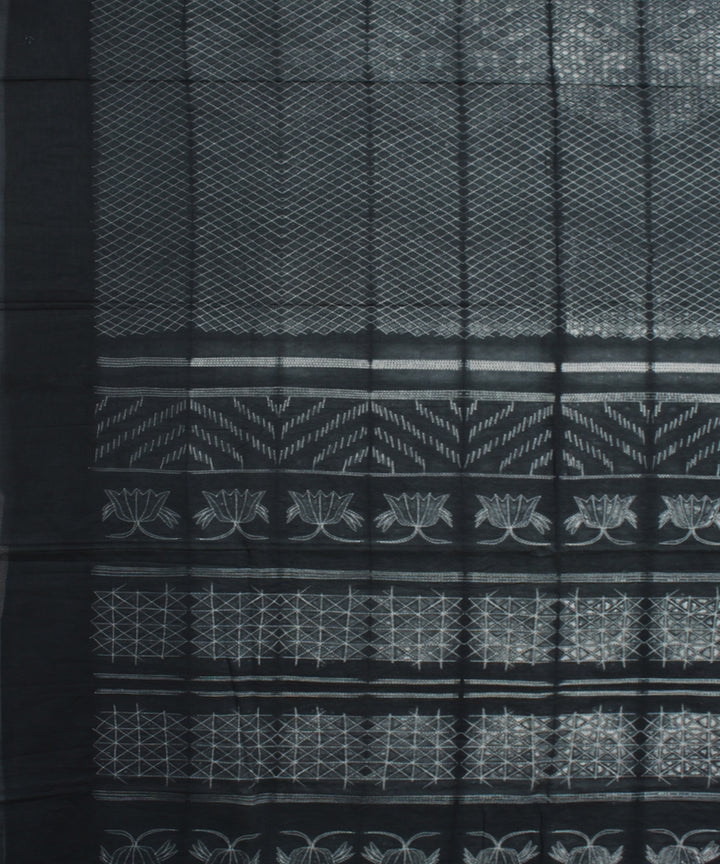 Grey and white cotton tie dye shibori saree