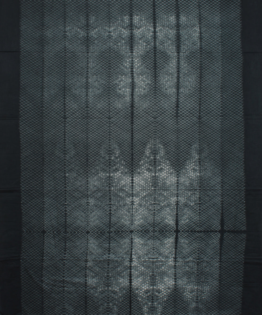 Grey and white cotton tie dye shibori saree