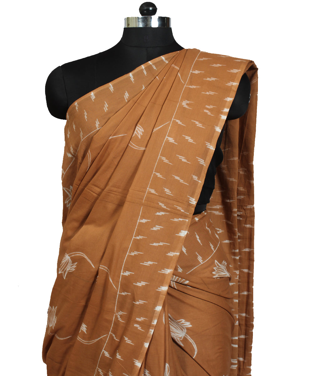 Light brown cotton tie dye shibori saree