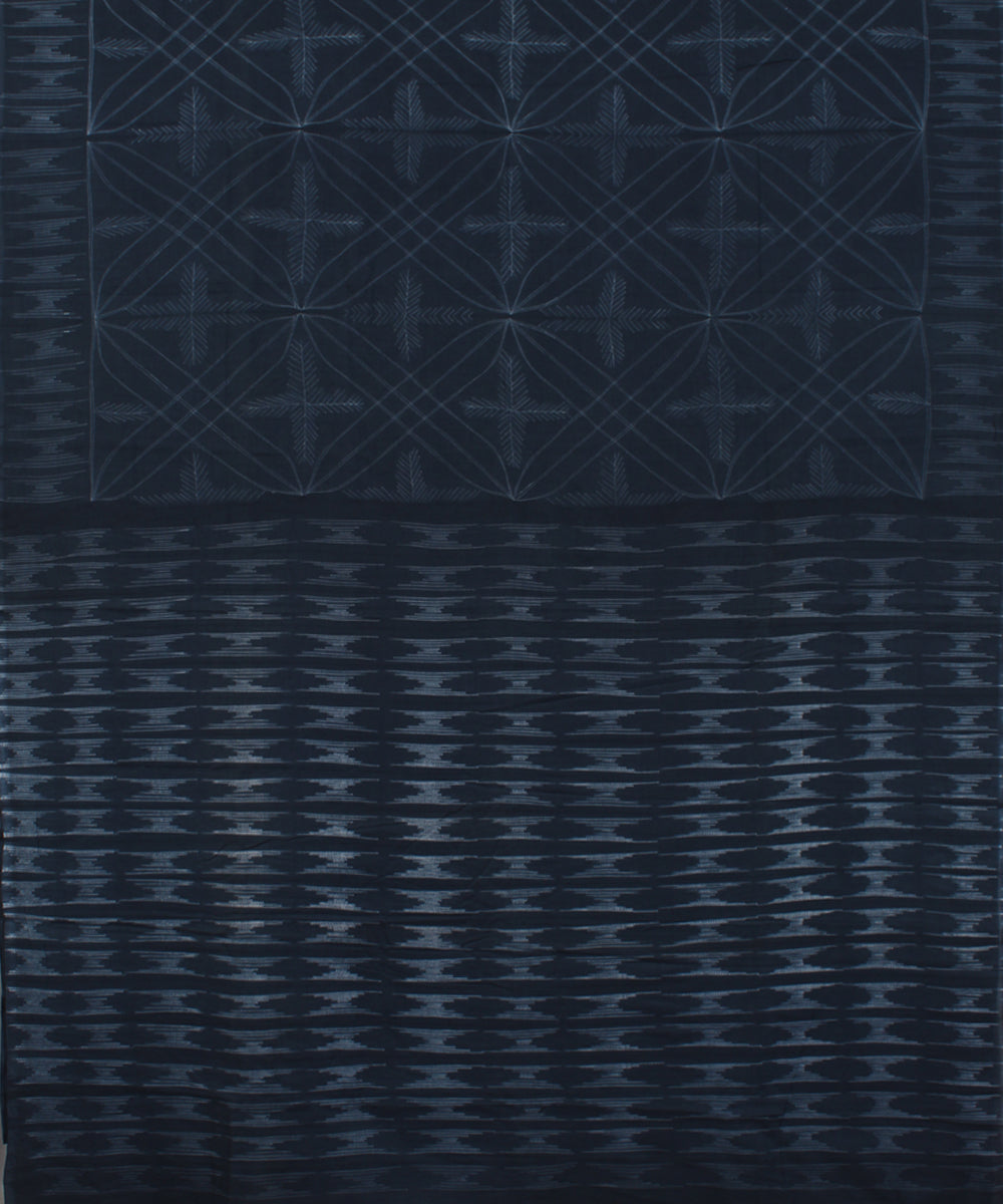 Grey blue cotton tie dye shibori saree