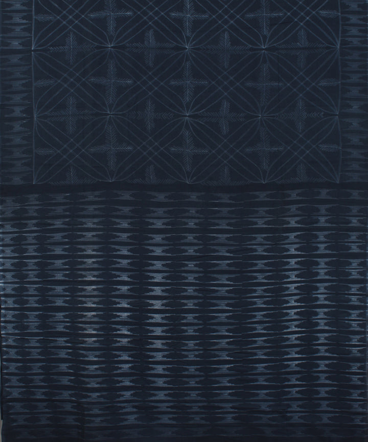 Grey blue cotton tie dye shibori saree