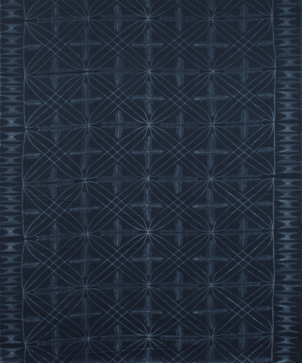 Grey blue cotton tie dye shibori saree