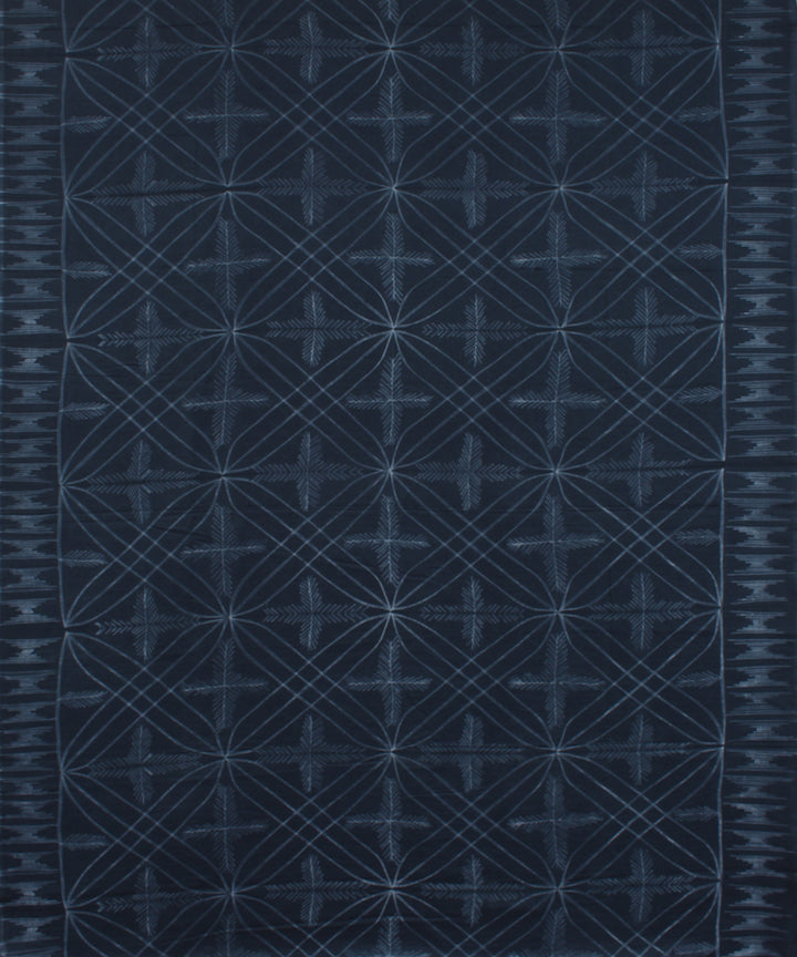 Grey blue cotton tie dye shibori saree