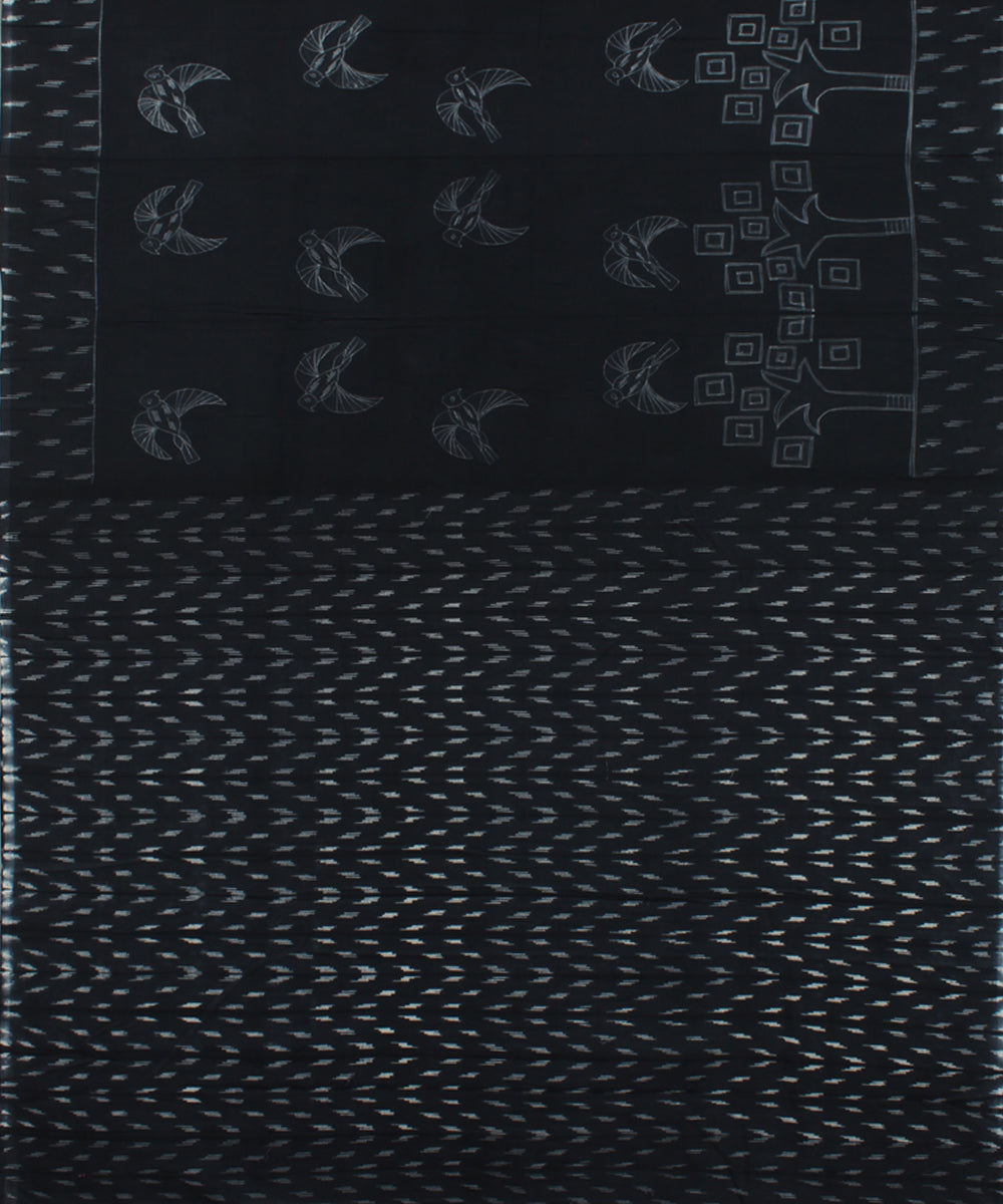 Dark grey cotton tie dye shibori saree