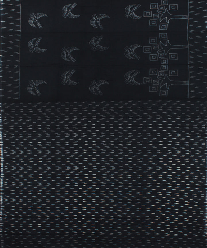 Dark grey cotton tie dye shibori saree