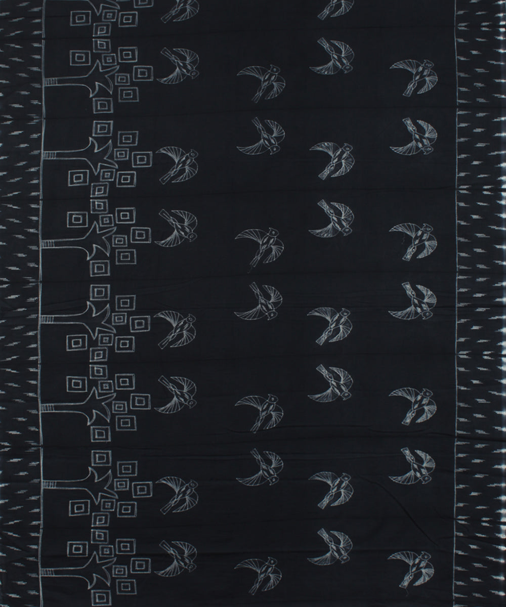 Dark grey cotton tie dye shibori saree