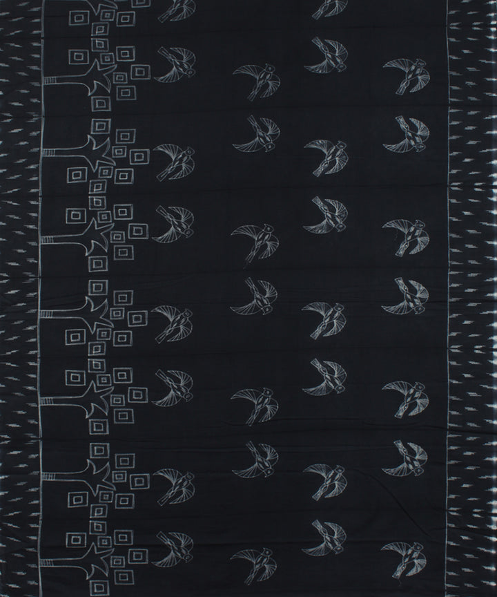 Dark grey cotton tie dye shibori saree