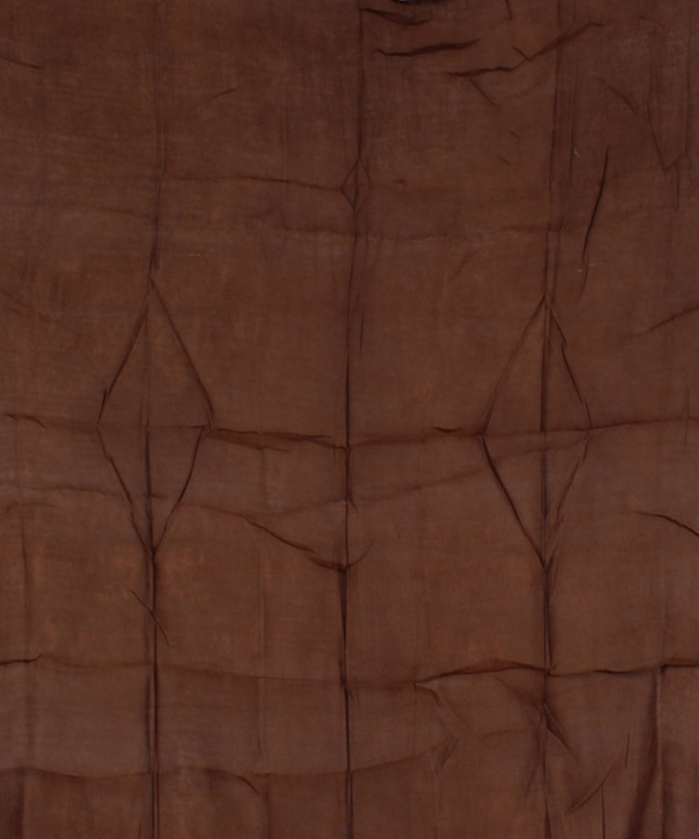 Brown and white chanderi tie dye shibori saree