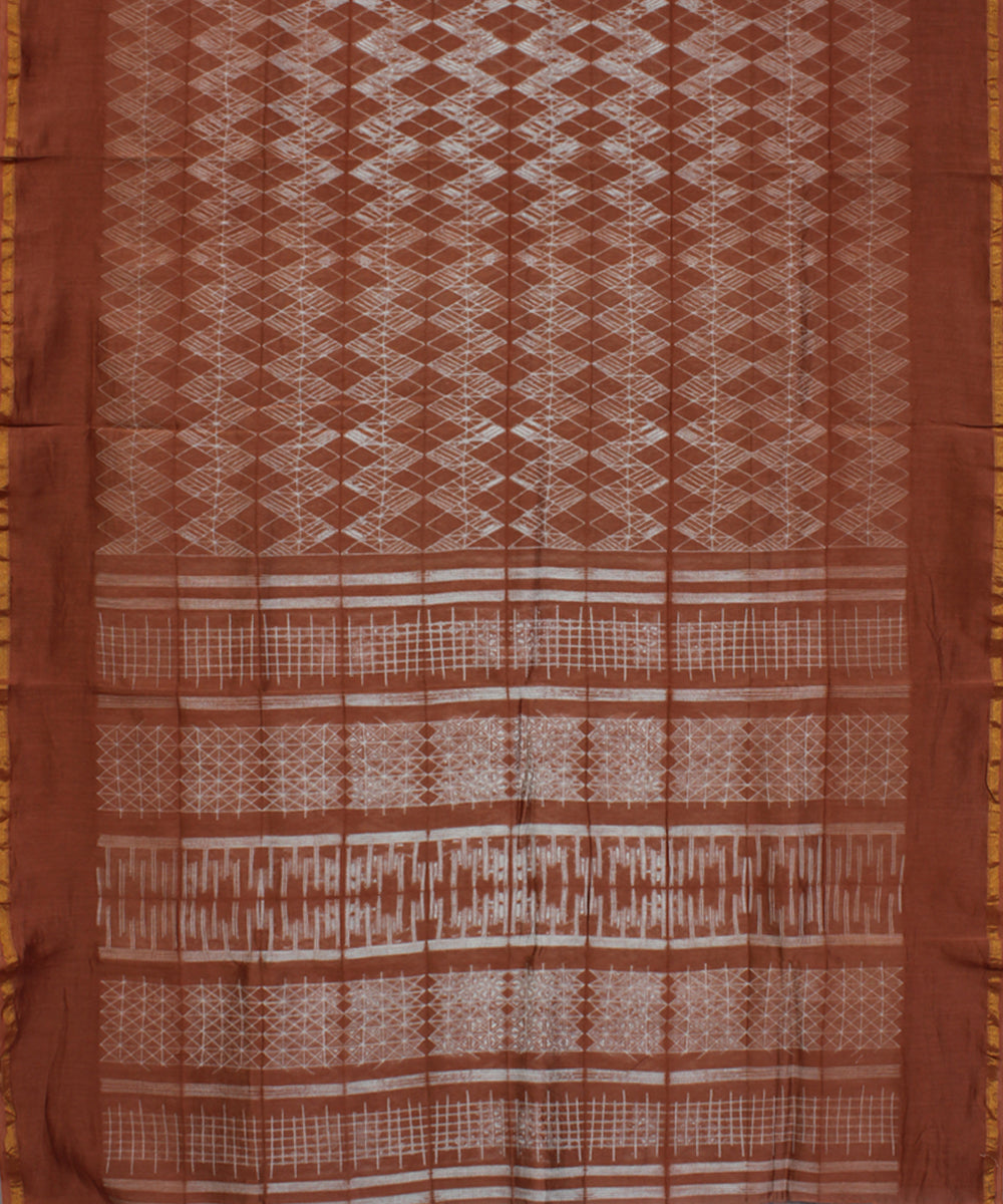 Brown chanderi tie dye shibori saree