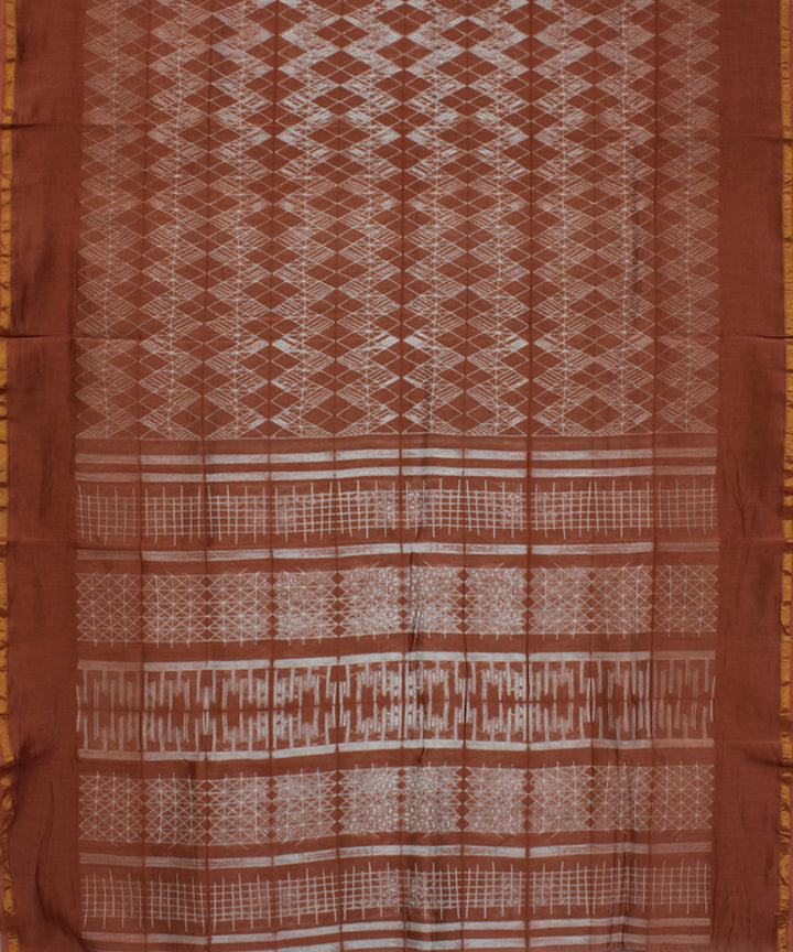 Brown chanderi tie dye shibori saree