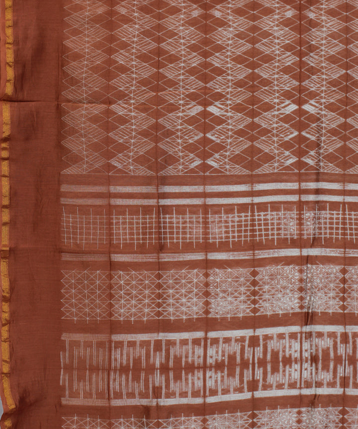 Brown chanderi tie dye shibori saree