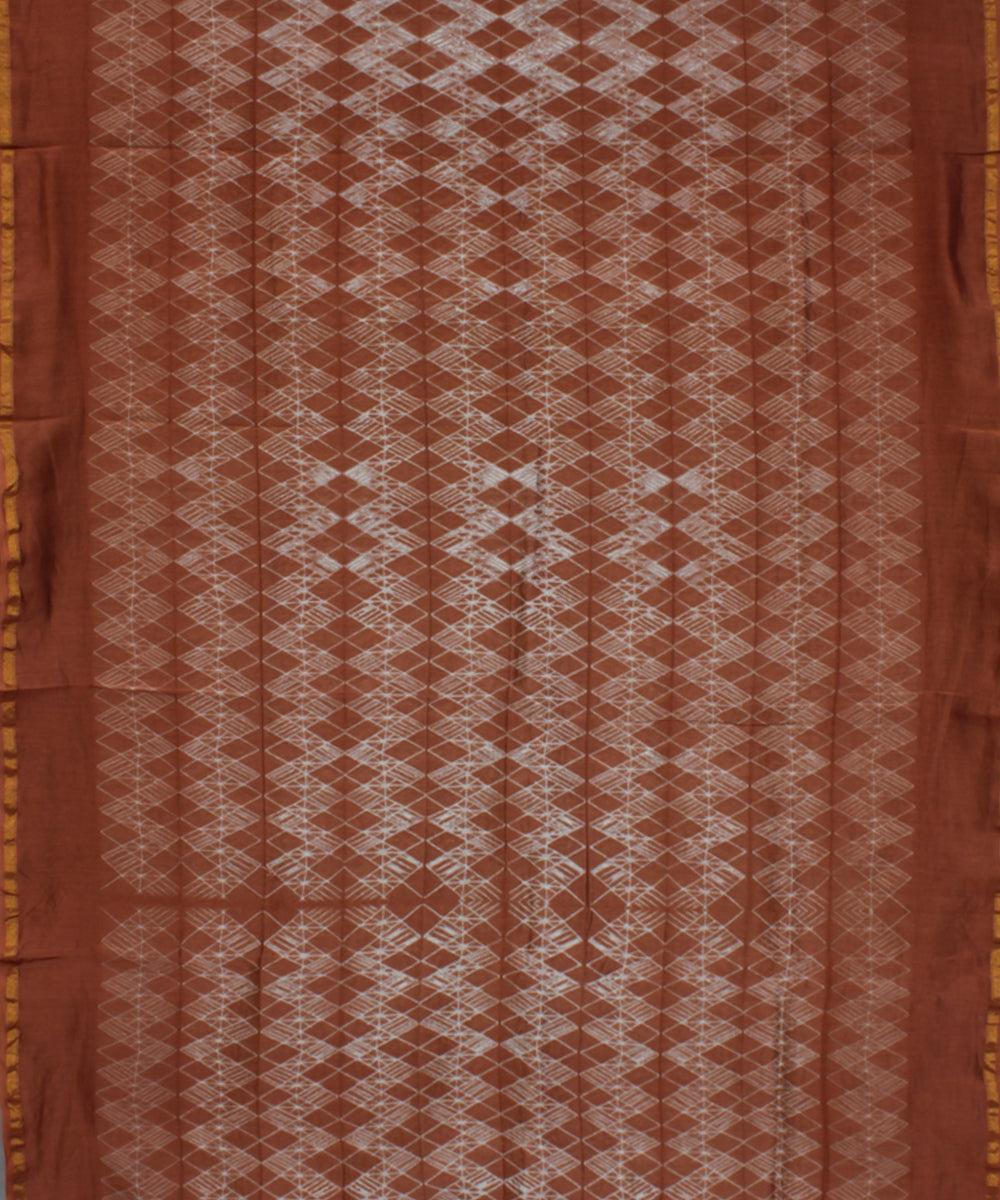 Brown chanderi tie dye shibori saree