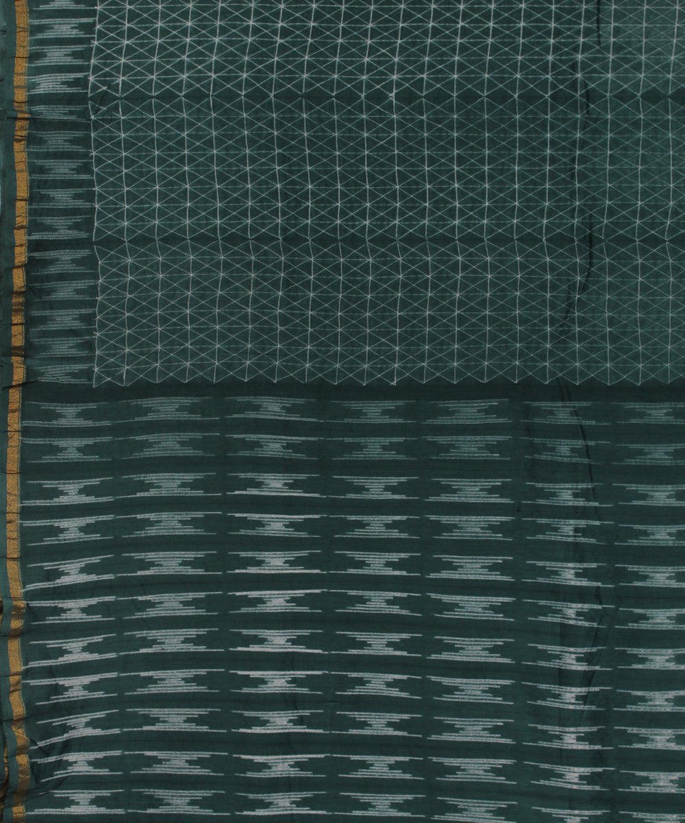 Grey green chanderi tie dye shibori saree