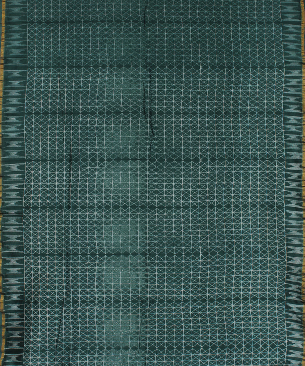 Grey green chanderi tie dye shibori saree