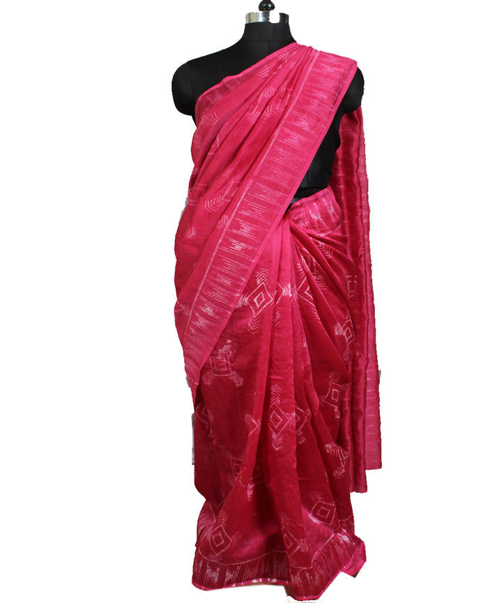 Pink chanderi tie dye shibori saree