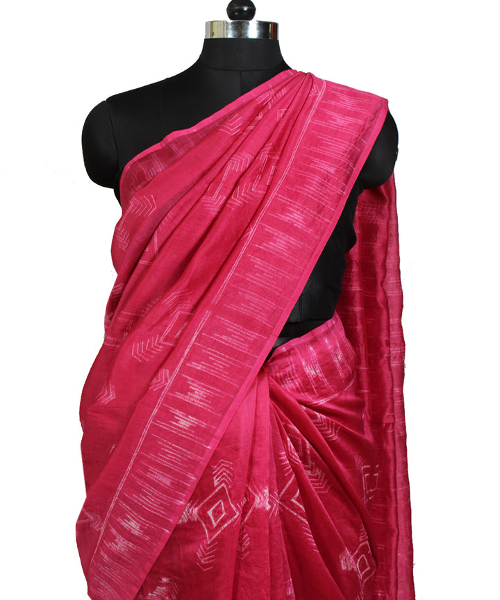 Pink chanderi tie dye shibori saree