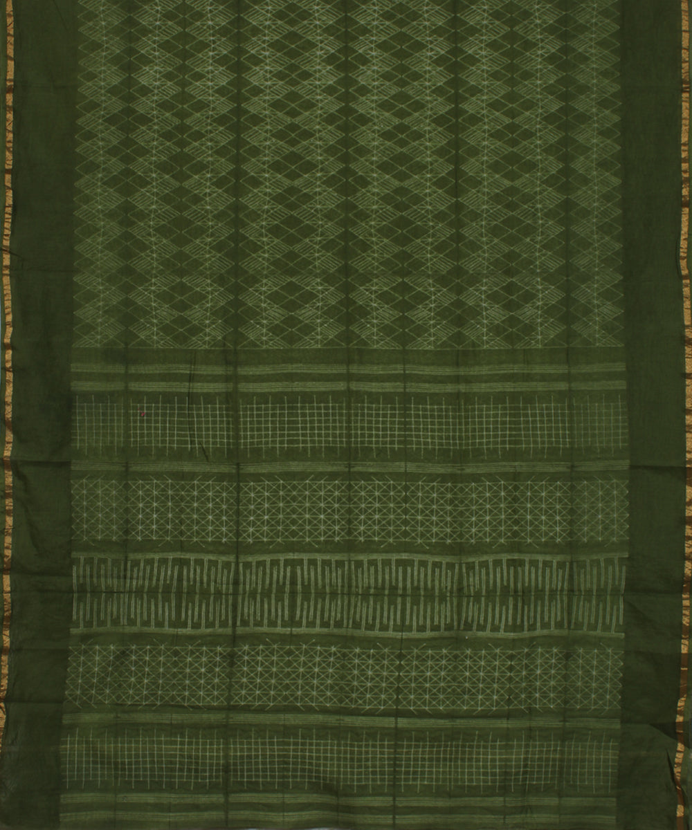 Moss green chanderi tie dye shibori saree