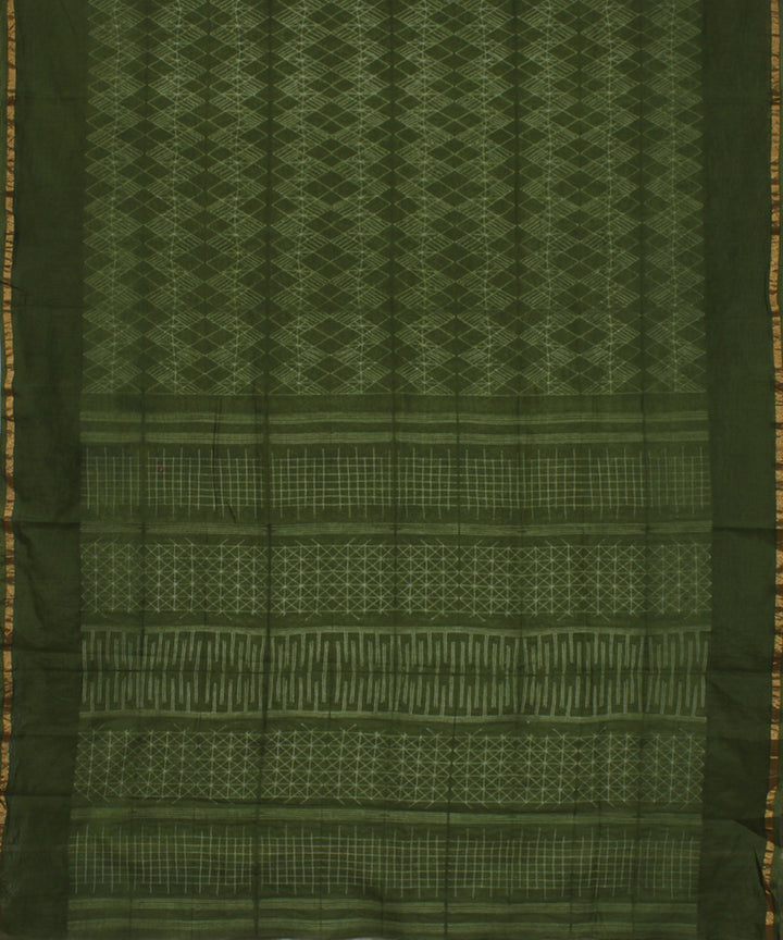 Moss green chanderi tie dye shibori saree
