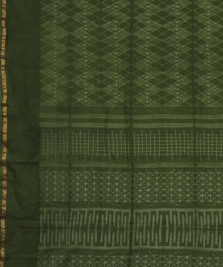 Moss green chanderi tie dye shibori saree