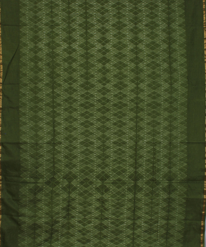 Moss green chanderi tie dye shibori saree