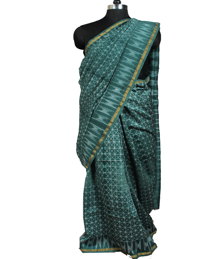 Grey green chanderi tie dye shibori saree