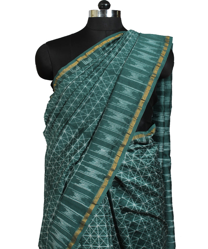 Grey green chanderi tie dye shibori saree