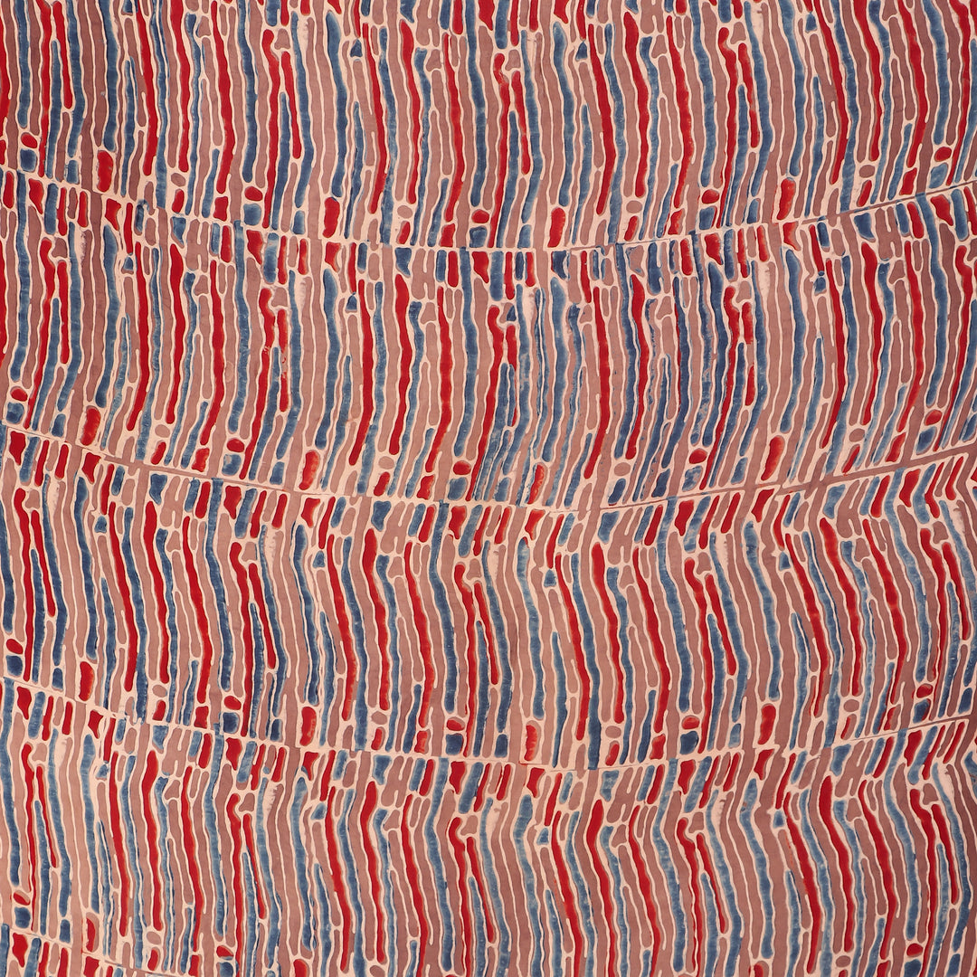 Multicolor hand printed modal silk ajrakh saree