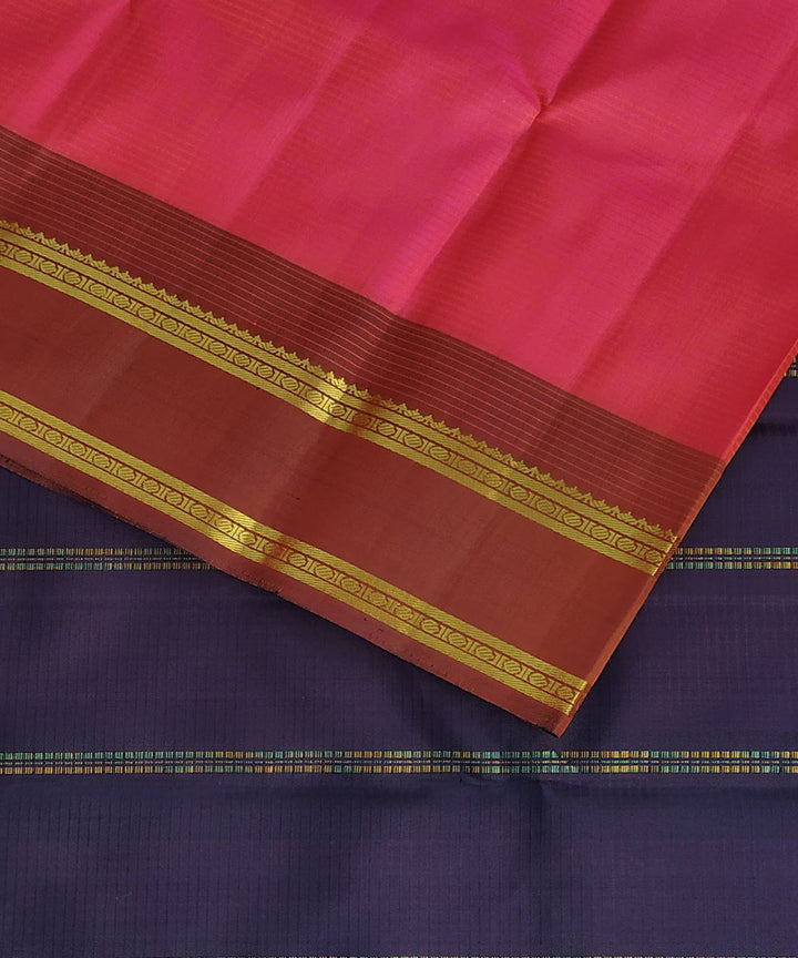 Dark pink kanjeevaram pure handloom silk saree