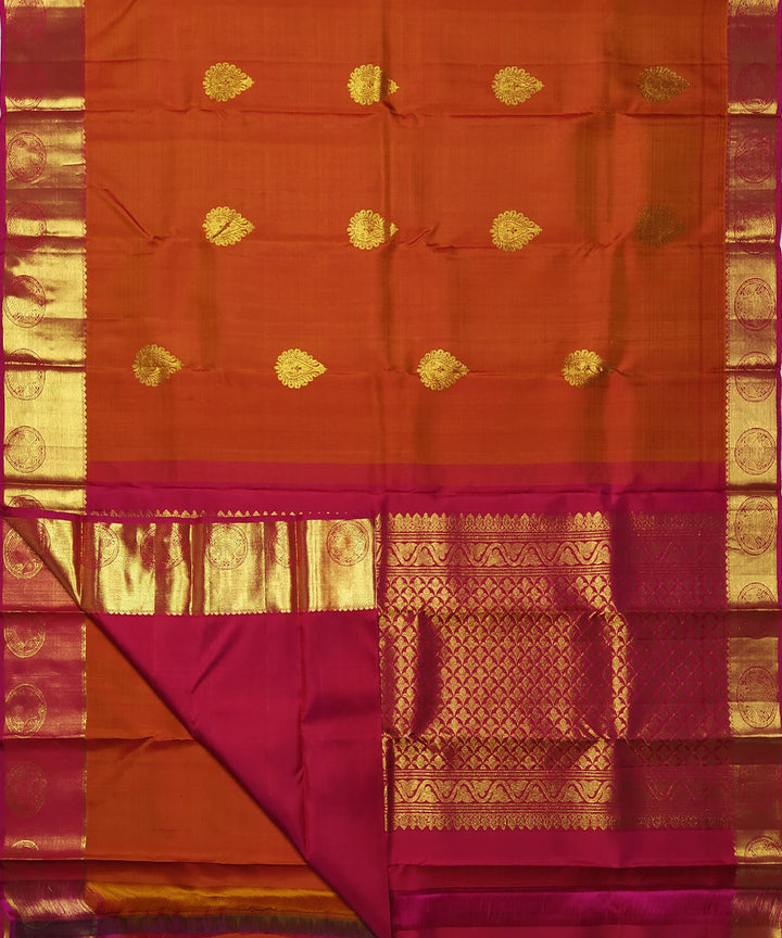 Orange handloom kanchi silk saree