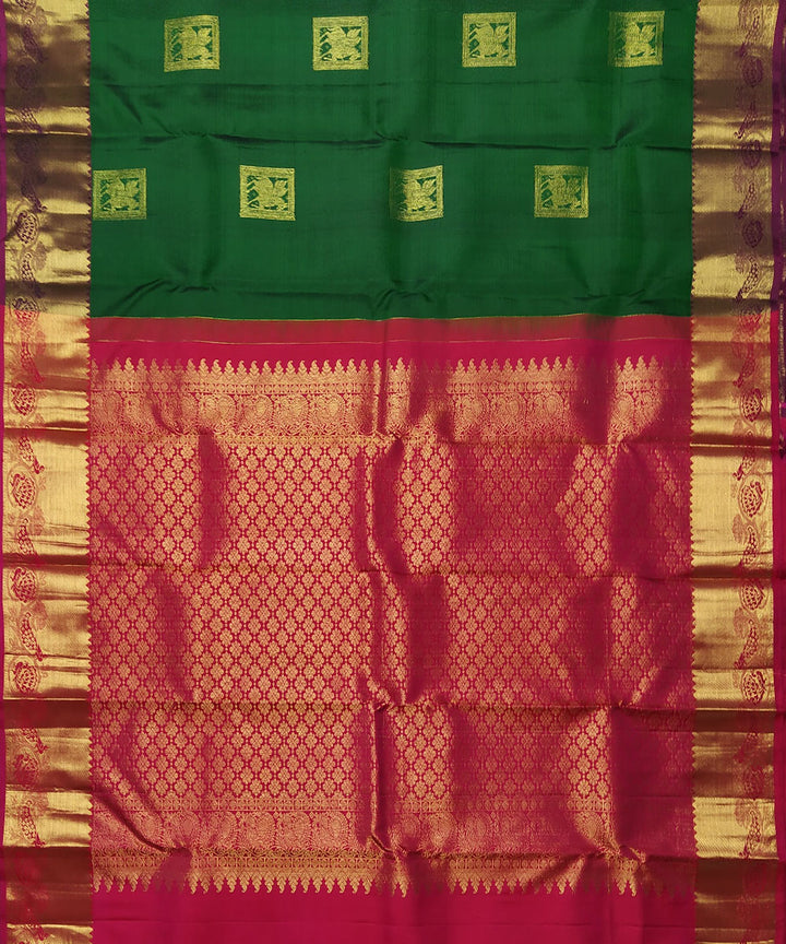 Dark green handloom kanchi silk saree