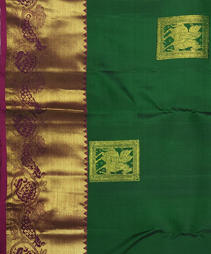 Dark green handloom kanchi silk saree