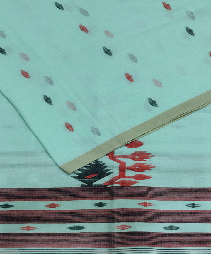 Sky blue handwoven mulmul cotton jamdani saree