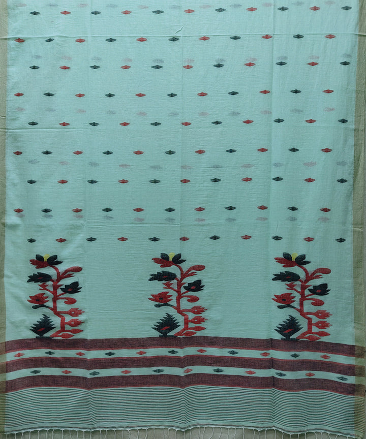 Sky blue handwoven mulmul cotton jamdani saree