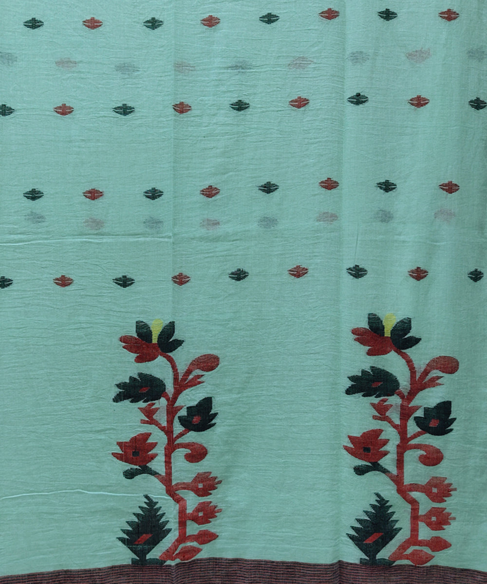 Sky blue handwoven mulmul cotton jamdani saree