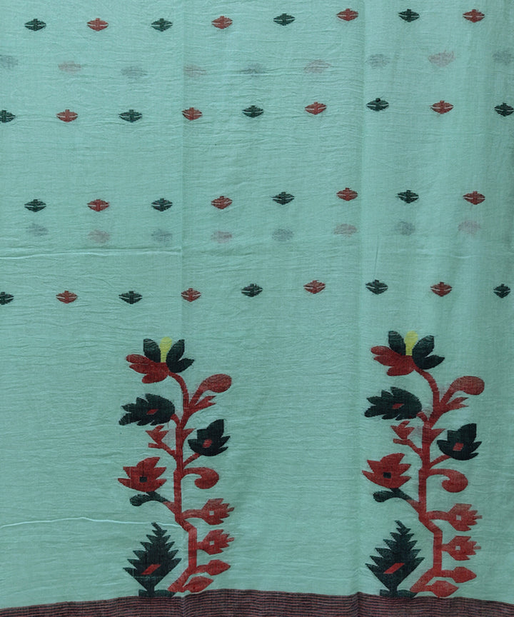 Sky blue handwoven mulmul cotton jamdani saree