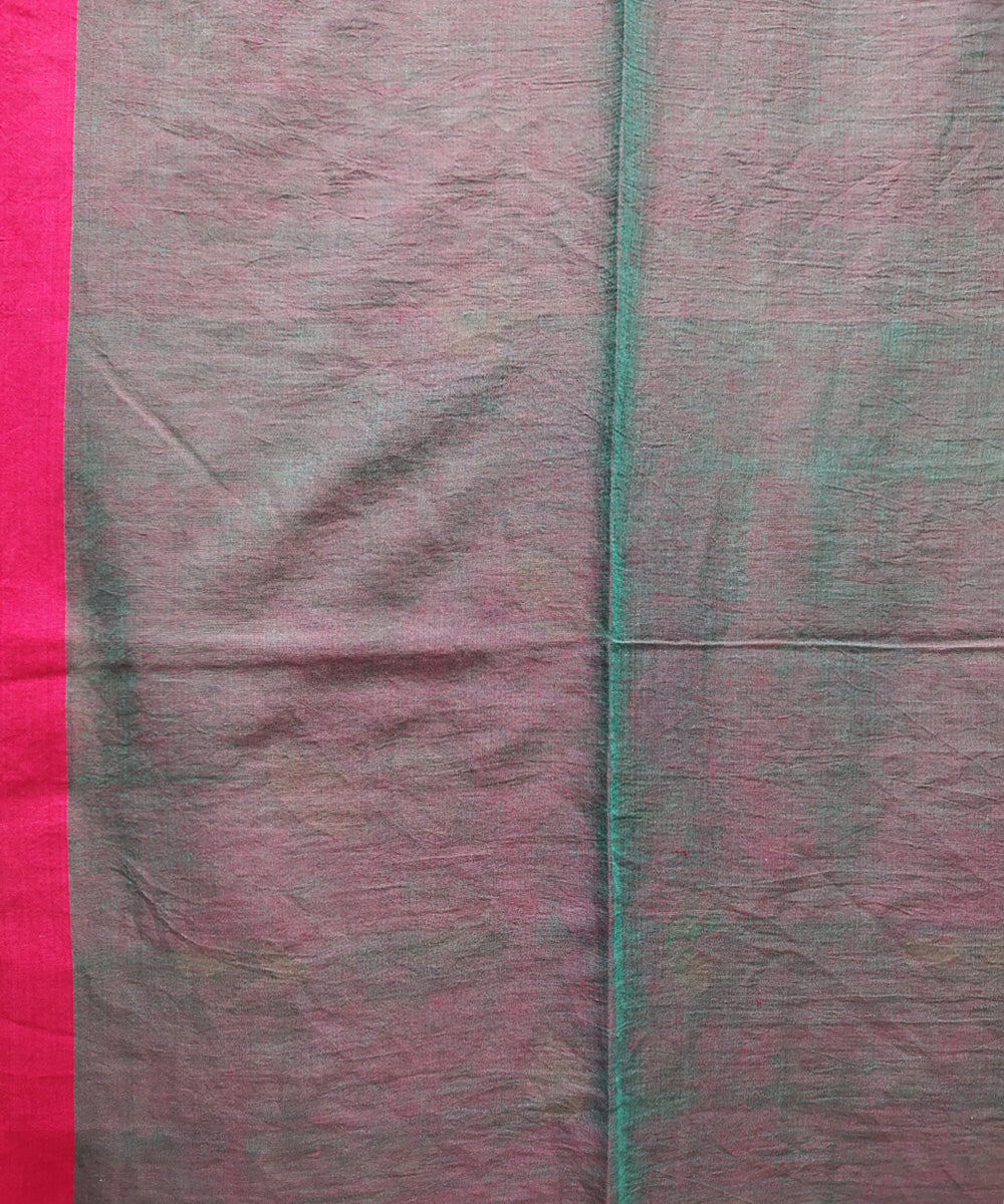 Teal pink handwoven mulmul cotton jamdani saree