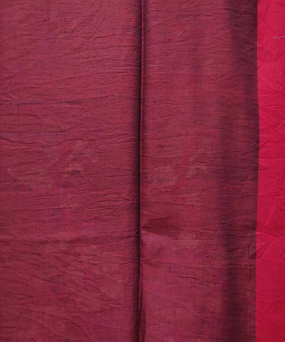 Black red handwoven mulmul cotton jamdani saree