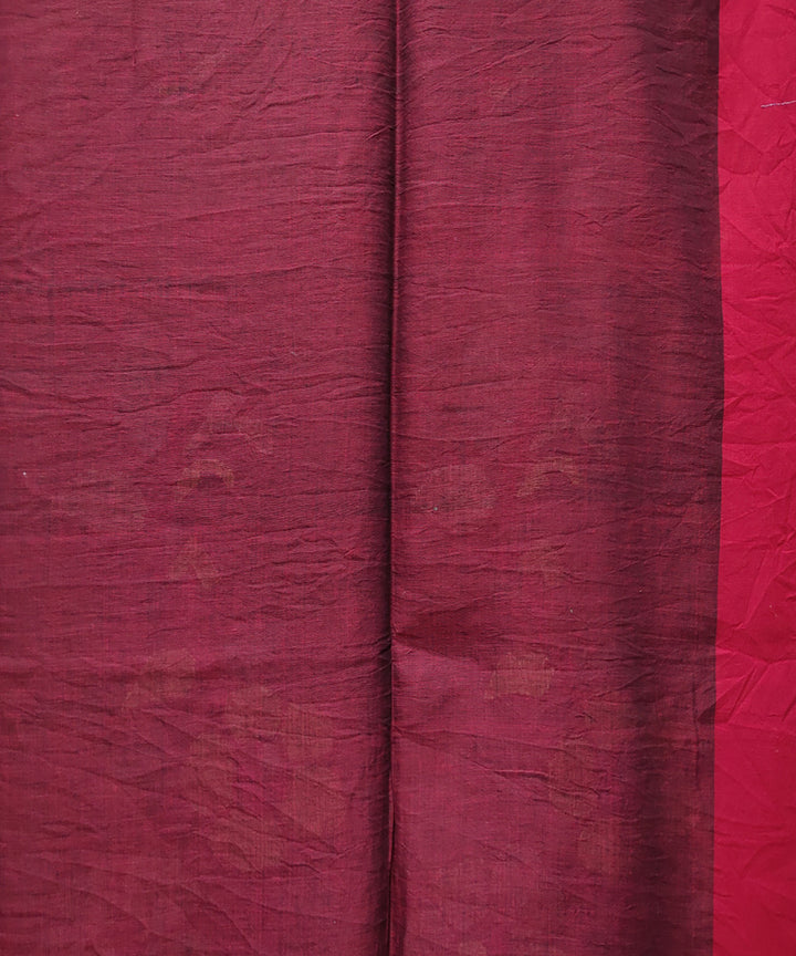 Black red handwoven mulmul cotton jamdani saree