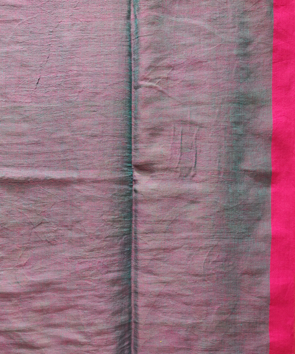Green pink handwoven mulmul cotton jamdani saree