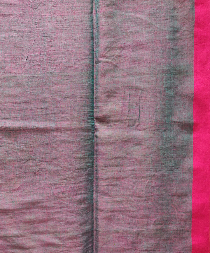 Green pink handwoven mulmul cotton jamdani saree