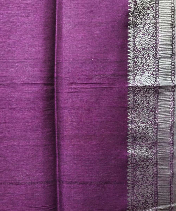 Wine purple handwoven jacquard cotton linen saree