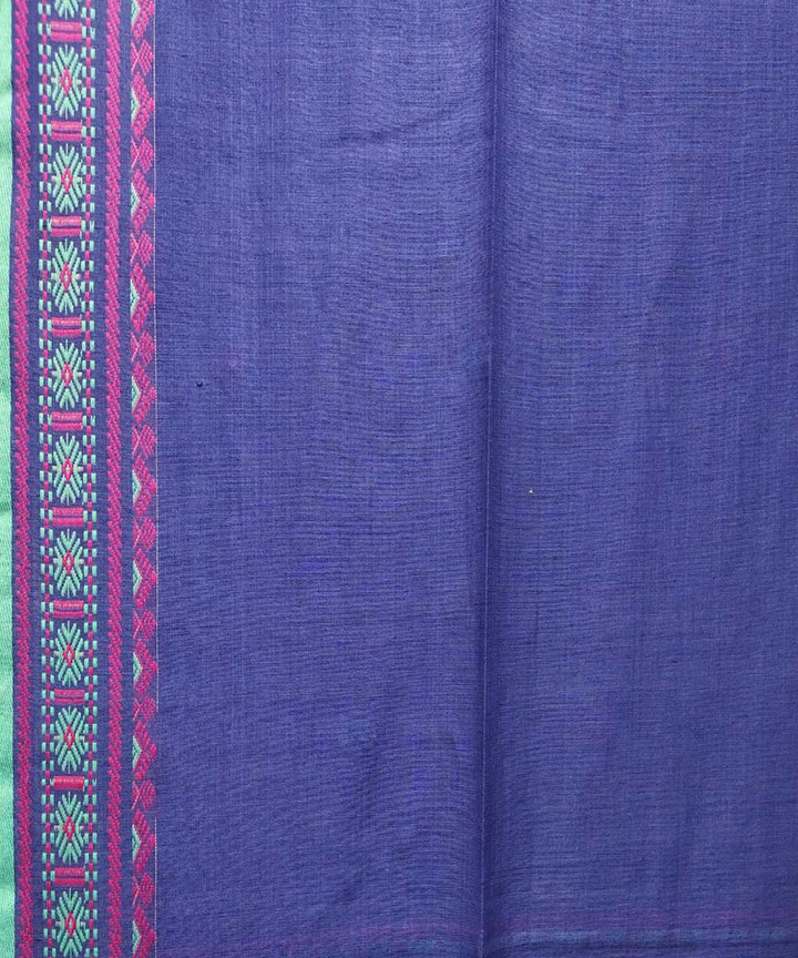 Blue pink handwoven jacquard mercerised cotton saree