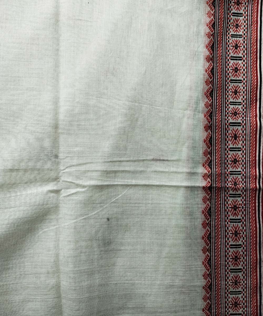 White red black handwoven jacquard mercerised cotton saree