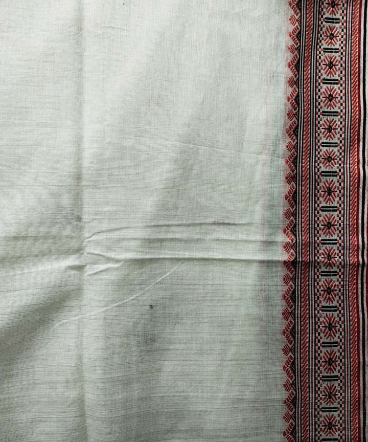 White red black handwoven jacquard mercerised cotton saree