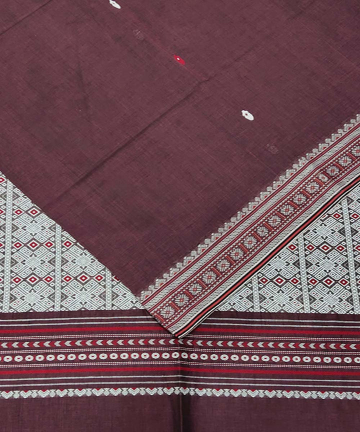 Mahogany handwoven jacquard mercerised cotton saree