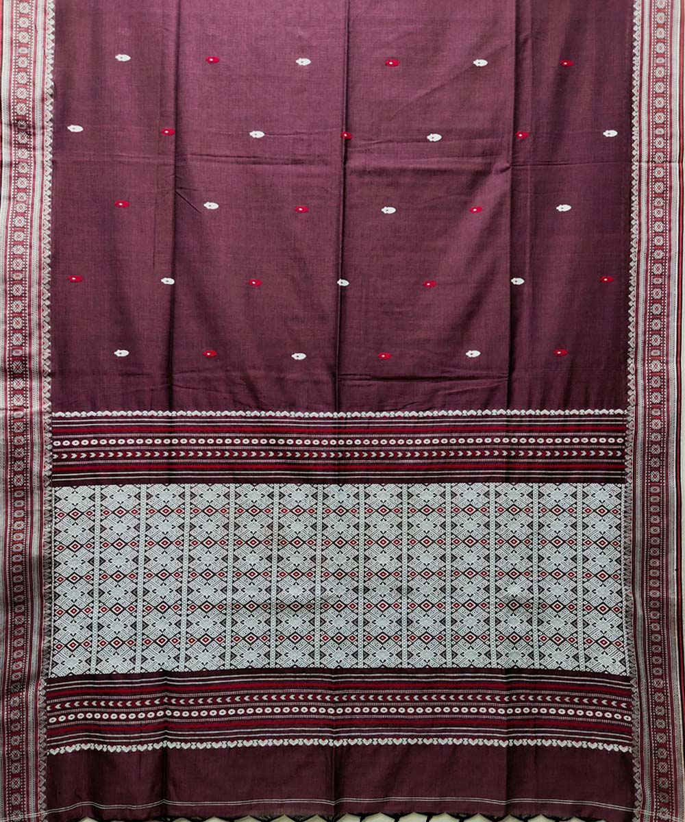 Mahogany handwoven jacquard mercerised cotton saree