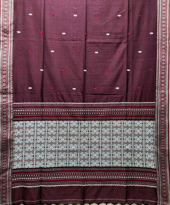 Mahogany handwoven jacquard mercerised cotton saree