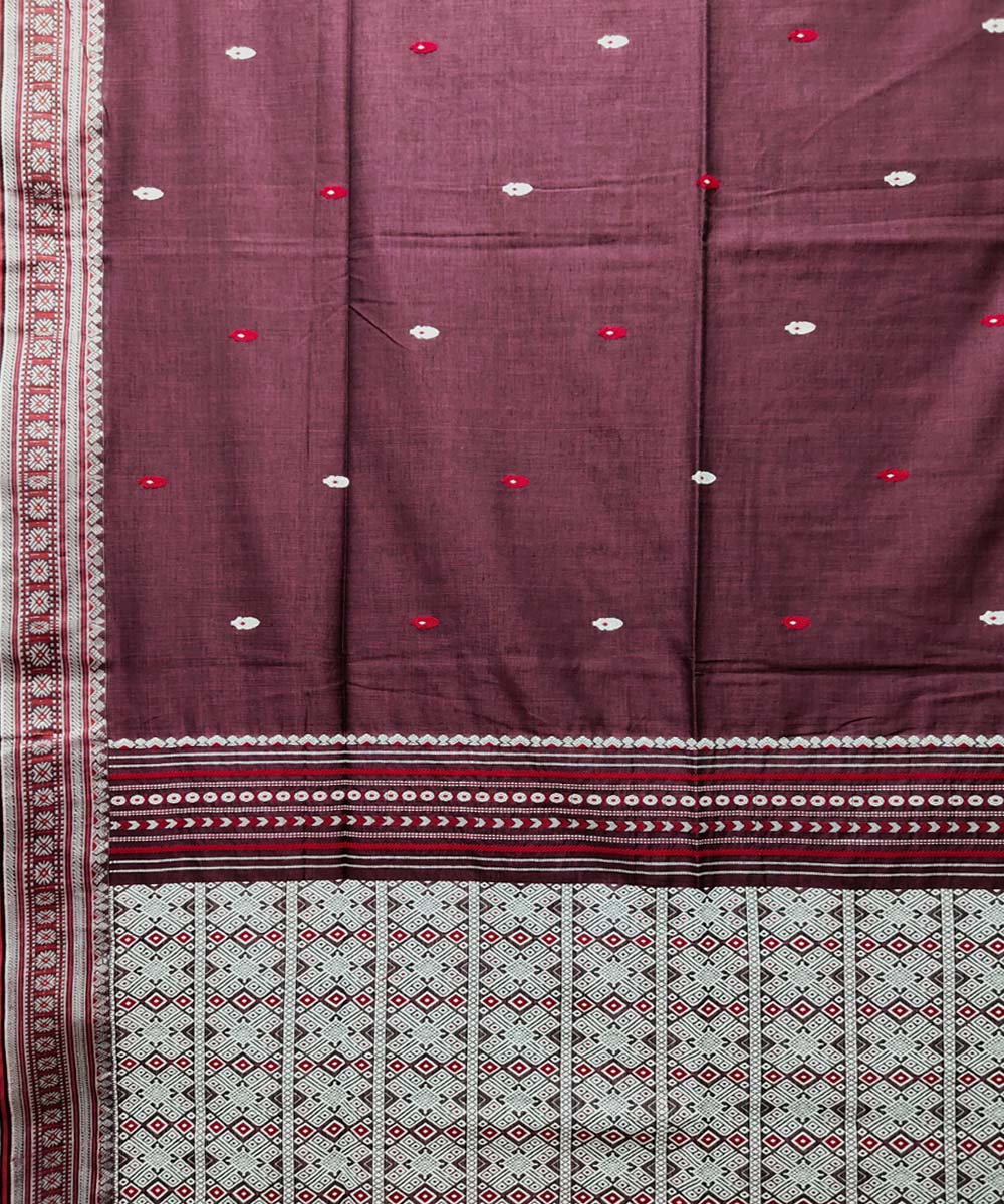 Mahogany handwoven jacquard mercerised cotton saree