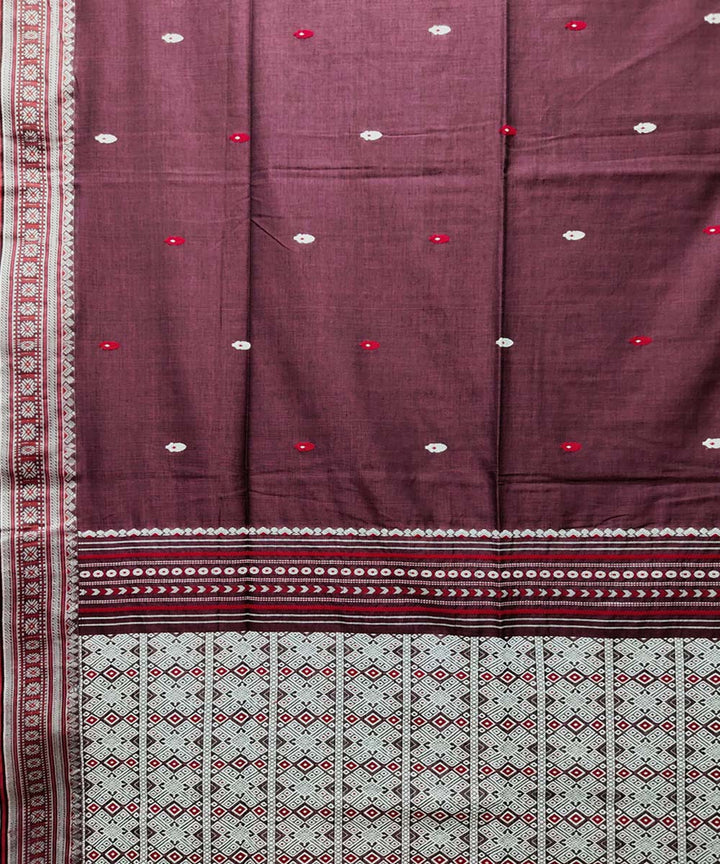 Mahogany handwoven jacquard mercerised cotton saree