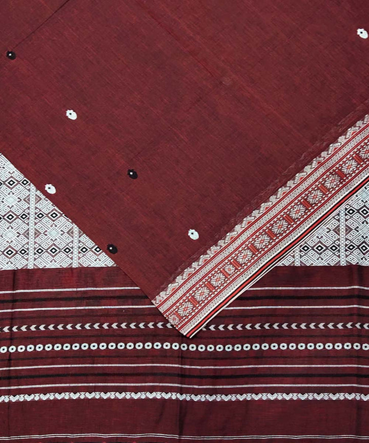 Maroon handwoven jacquard mercerised cotton saree